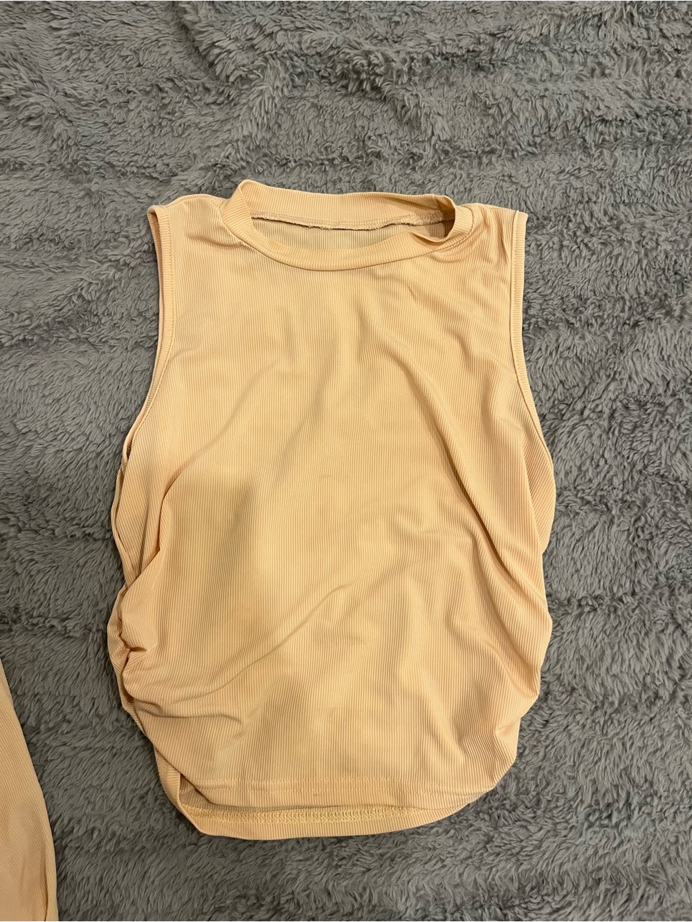 Sleeveless Ribbed Tank Top - Peach